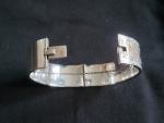 Engraved Vintage Silver Hinged Hollow Bangle