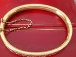Antique Floral Rolled Gold Bangle with Chain