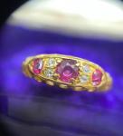18ct Gold Ruby & Diamond Boat Ring Size K 1/2