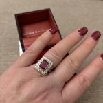 Antique Silver Ring with Simulated Ruby & Zirconia
