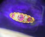 18ct Gold Ruby & Diamond Boat Ring Size K 1/2