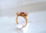 14ct Yellow Gold Ruby & Diamond Trilogy Ring