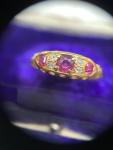 18ct Gold Ruby & Diamond Boat Ring Size K 1/2