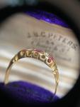 18ct Gold Ruby & Diamond Boat Ring Size K 1/2