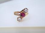 14ct Yellow Gold Ruby & Diamond Trilogy Ring