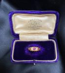 18ct Gold Ruby & Diamond Boat Ring Size K 1/2