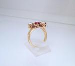 14ct Yellow Gold Ruby & Diamond Trilogy Ring