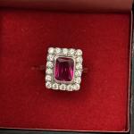 Antique Silver Ring with Simulated Ruby & Zirconia