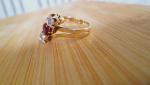 14ct Yellow Gold Ruby & Diamond Trilogy Ring