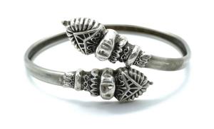 Victorian Etruscan Revival Silver Bypass Cuff Bracelet