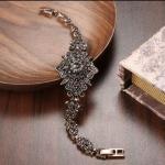 Vintage Gold Bracelet with Dark Grey Crystals