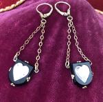 Victorian Gold Plated Mourning Pendant Earrings