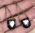Victorian Gold Plated Mourning Pendant Earrings