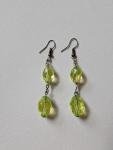 Rare Vintage Deco Green Glass Drop Earrings