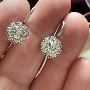 Stunning Art Deco Sterling Silver Paste Earrings