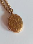 Victorian Hinged Engraved Photo Locket with Chain