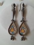 Antique Indian Miniature Krishna Silver Dangle Earrings