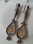 Antique Indian Miniature Krishna Silver Dangle Earrings