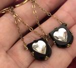 Victorian Gold Plated Mourning Pendant Earrings