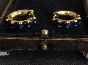 Vintage Blue Gemstone Earrings in 18K Gold
