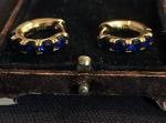 Vintage Blue Gemstone Earrings in 18K Gold