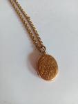 Victorian Hinged Engraved Photo Locket with Chain