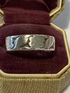 Vintage Sterling Silver Flower Bird Band Ring