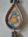 Antique Indian Miniature Krishna Silver Dangle Earrings