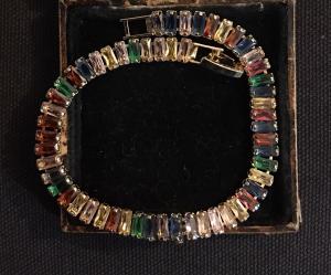 Vintage Multicolor Gemstone Bracelet in 18K Gold