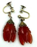 Vintage Victorian 9CT Gold Carnelian Scarab Earrings