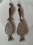 Antique Indian Miniature Krishna Silver Dangle Earrings