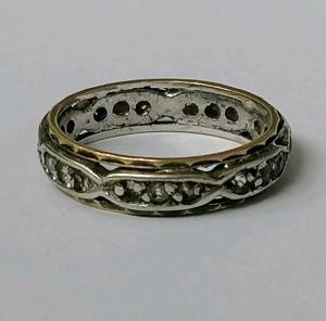1930s Art Deco 9ct Gold Silver Eternity Ring