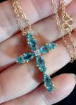 Aquamarine Topaz Vintage Necklace in 18K Gold