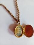 Victorian Hinged Engraved Photo Locket with Chain