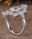 Vintage Art Deco Platinum 925 Silver CZ Ring