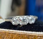 Antique Old Cut Diamond Trilogy Ring