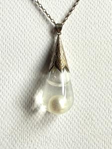 Edwardian Silver Pendant with Floating Pearl