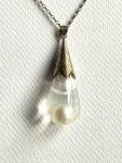 Edwardian Silver Pendant with Floating Pearl