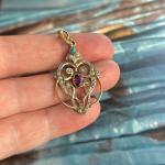 Edwardian Pearl and Purple Glass Pendant Necklace