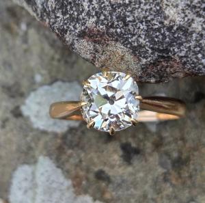Rose Gold 1.70ct Old Cut Diamond Solitaire Ring
