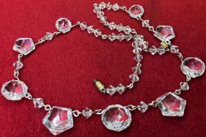Vintage Deco Crystal Pyramid Pendant Necklace