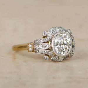 Vintage 2Ct Art Deco Diamond Engagement Ring