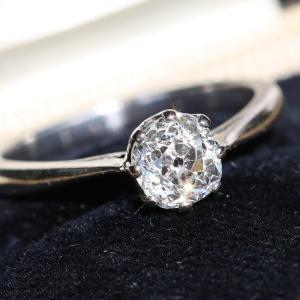 18ct White Gold Old Mine Cut Diamond Ring