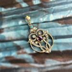 Edwardian Pearl and Purple Glass Pendant Necklace