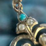 Edwardian Pearl and Purple Glass Pendant Necklace