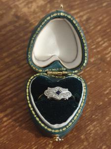 Art Deco Sapphire Diamond Platinum & Gold Ring
