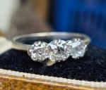 Antique Old Cut Diamond Trilogy Ring