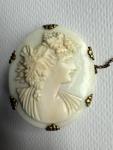 Victorian Carved Conch Shell Cameo Brooch