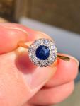 Edwardian Royal Blue Sapphire & Diamond Engagement Ring