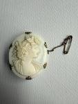 Victorian Carved Conch Shell Cameo Brooch